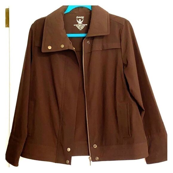 Chico’s rich dark brown zip jacket/ pockets - Picture 2 of 9